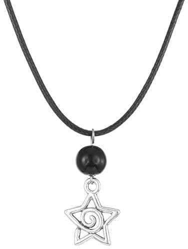 BEBIKR Necklaces for Women - Vintage Swirl Star Pendant Necklace for Women Men Fashion Alloy/Wax Rope Collarbone Chain Aesthetic Jewelry Accessories