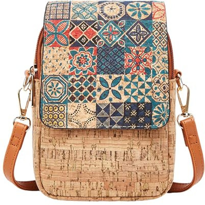 aolaso Kork Handytasche zum Umhängen Damen, Kleine Schultertasche Handytasche zum Umhängen mit Kartenfächer Crossbody