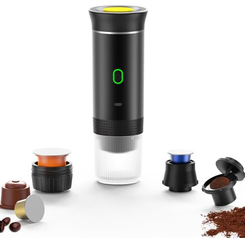 Nicoone Cafetera espresso portátil para camping, máquina de café expreso, inalámbrica, eléctrica, 3 en 1, cafetera en polvo para el hogar, viajes, camping