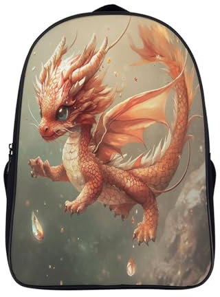 OSBELE Rucksäcke Rucksack Kinder Schulrucksack Chinese Drache Schultasche 3D Gedruckte SKatzeteRot Scales Schultasche Für Grund- Und Mittelschüler 16inch
