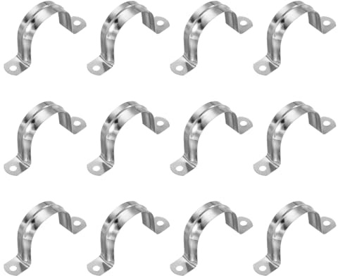 PATIKIL 1-7/9 (45mm) Befestigungsschelle, 12 Stück 304 Edelstahl Rohrschelle 2-Loch U-Halterung Rohrschelle Rohrleitungsbügel für Rohr Kabel Draht Befestigung