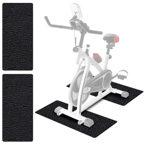 LOMUG Stoßfeste Bodenschutzmatte für Fitnessgeräte, 6 mm Dicke Rutschfeste Unterlegmatte Fitnessgerät, PVC Bodenmatte Unter Laufband Fahrradmatte Heimtrainer für Sportgeräte Home Gym, 2 Stück 28x70 cm