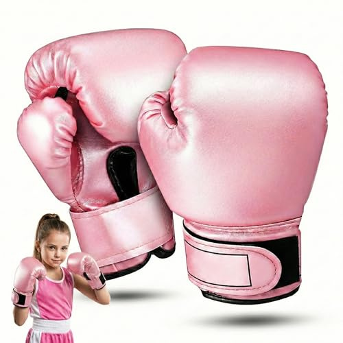 Veemoon Boxing Gloves for Kids 3-10 Years, Boys and Girls Boxing Training Gloves Children Kickboxing Practice Equipment - Sponge Endomor Phprotection - Sparring Kickboxing Thai Mitts MMA, Pink
