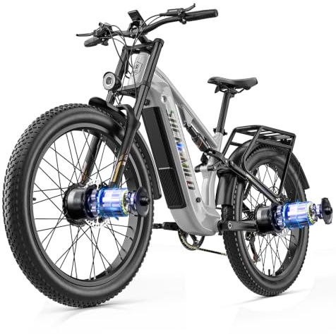 Shengmilo Electric Bike S600 PRO E-Mountain E Bike Dual Motor Electric Motorbike 26Inch Fat Tire e-bike 48V 25AH Battery with Removable Li-Ion Battery and 7 Speed Gear for Adults-Men(UK Warehouse)
