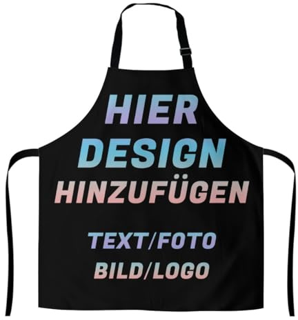 Personalisiert SchüRze Schwarz FüR Herren & Damen – Mit Text, Bild, Namen Oder Logo Selbst Gestalten, KüChenschüRze, SchüRze Gastronomie, Geschenk FüR KüChe & Bbq