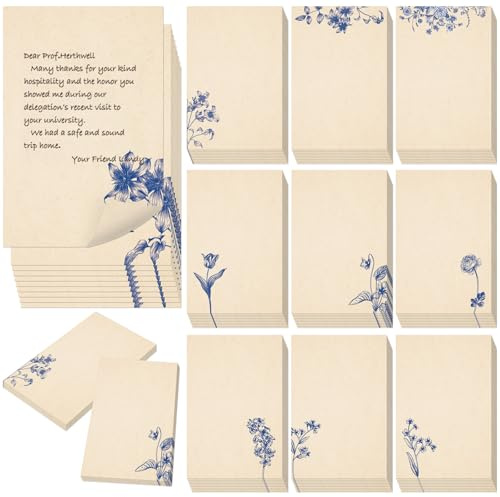 Spiareal 100 Pcs Blank Note Cards Index Card, Kraft Paper, 4 x 6 in, Flower
