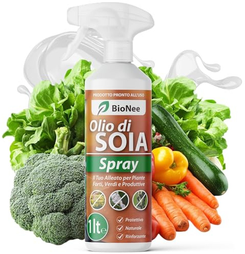 BioNee Olio Bianco di Soia Spray 1l – Protettivo Naturale per Piante, Rinforzante e Lucidante Fogliare – Pronto all’Uso