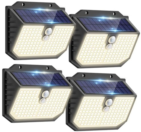 nipify Solar Lights Outdoor Garden,3 Modes Solar Motion Sensor Light 4 Pack | IP65 Waterproof,Upgraded 5000K Neutral Solar Security Light for Wall Outside Shed Driveway Backyard Garage Path Walkway