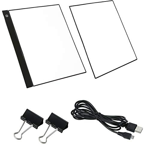 A3 LED Tracing Light Box Pad Grafiktablett, 4 mm, ultradünnes Zeichenbrett, Copyboard, 3 Stufen, Dimmen mit separaten Skalenplatten, Clips, USB-Kabel für Künstler, Animation, Design
