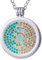 Morella Damen Halskette 70 cm Edelstahl und Anhänger mit Coin Zirkoniasteine grün-blau-Silber 33 mm im Schmuckbeutel