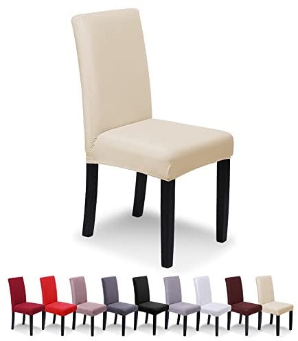 SaintderG® Stuhlhussen 6 Stück Elastische Moderne Beschützer Stuhlhussen, Hochzeit Partys Bankett Deko, bi-Elastic Spannbezug, sehr pflegeleicht und langlebig Universal (Beige, 6 Stück).