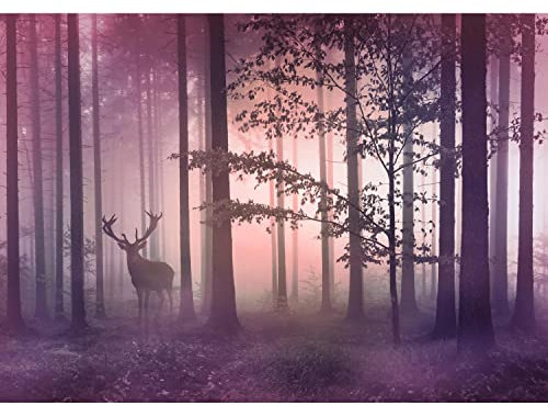 Runa Art Papier peint intissé Mural Forêt brouillard cerf Moderne Toison Salon Chambre à Coucherr Salle - Tableaux Muraux Tapisserie Photo - rose-mauve 9338010b
