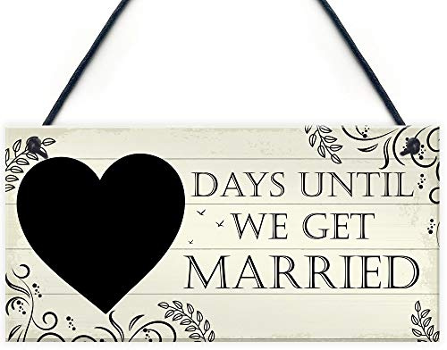 RED OCEAN Hochzeits-Countdown-Kreidetafel, Schild, Verlobungsgeschenk, Verlobte, Mr & Mrs Freund, Freundin Geschenke