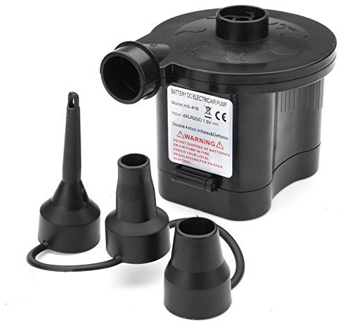 MASUNN Elektrische Luftpumpe, 6 V, batteriebetrieben, für Spielzeug, Boot, Luftbett, Pumpe, 3 Düsen