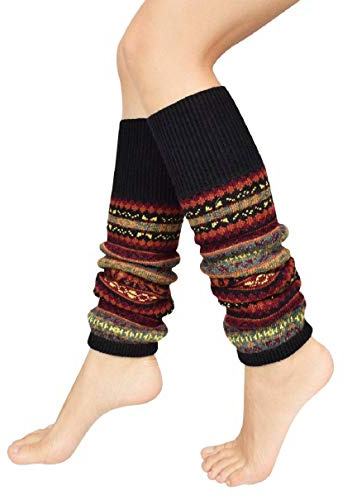 Voqeen Stulpen Damen Beinwärmer Knie Socken Böhme Gehäkelt Gestrickt Stulpen Bein Wärmer Beinstulpen Strümpfe Gestreift Strümpfe Socken Verdicken Tanzen Strumpf Lange Beinwärmer