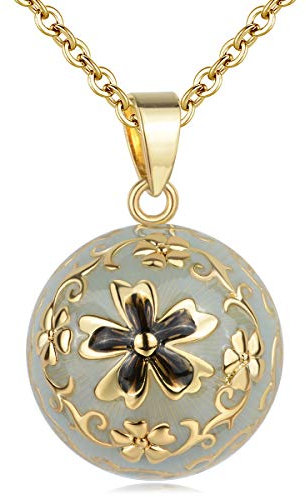AEONSLOVE Collier Femme, Collier Bola Grossesse pour Maman Pendentif Fleur de Vie avec Coffret Cadeau Joujou de Bébé, Cadeau de Naissance Anniversaire, 114cm