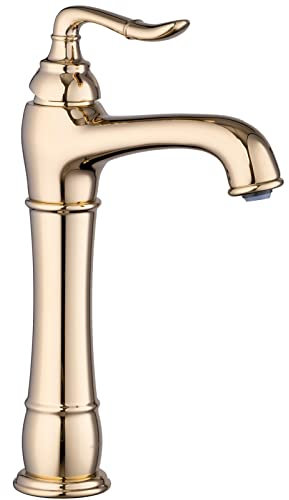 PaulGurkes Nostalgie Armatur Gold Lang für Aufsatzwaschbecken