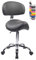 1stuff® Sattelhocker MULY BIGBACK Sattelstuhl mit Lehne - Sitzhöhe bis ca. 74cm - ergonomischer Rollhocker Arzthocker Arbeitshocker Praxishocker Drehhocker (Lederimitat dunkelgrau)