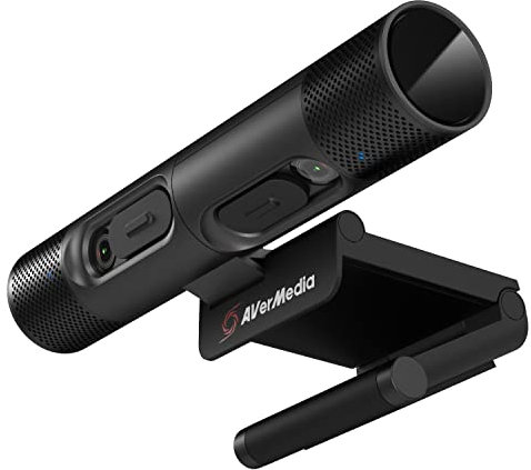 AverMedia PW313D Webcam Autofokus mit 2K30fps und integrierten Full HD 1080p Kameras für PC-Videokonferenzen, funktioniert mit Zoom, Teams, Skype