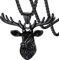FaithHeart schwarz Vikinger Hirsch Anhänger Halskette, Retro Tier Amulette Kette, Wikinger Hirsch Amulette mit 55cm Weizenkette für Geburtstag Weihnachten Valentinstag