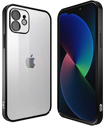 Angeston Case Compatible with iPhone 12 Mini, Galvanised Mirror Hard Protective Case for iPhone 12 Mini, Scratch-Resistant, Shockproof Case - Black