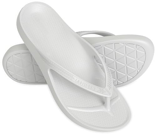 LightFeet White Arch Support Flip Flops | Unisex Sandals for Plantar Fasciitis | Comfort & Support