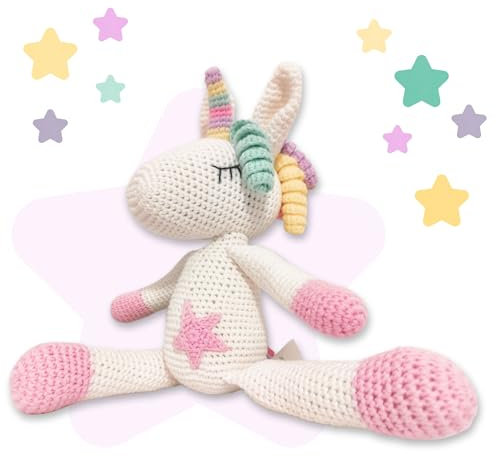Kenuak® Handgehäkeltes Einhorn Stofftier, Amigurumi-Tierspielzeug, Handgehäkelte originelle Geschenke für Babys