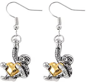 Yowablo Faultier Schmuck Geschenke Sterling Silber Faultier Halskette Ohrringe Herz Faultier Schmuck für Frauen Männer Mädchen Jungen Homosexuell Schmuck