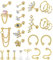 JeweBella 26 Stück 16G Chirurgenstahl Helix Piercing Knorpel Tragus Piercing Set für Damen Mädchen CZ Labret Piercing Knorpelohrstecker Nasenpiercing Conch Piercing Forward Helix Piercing Schmuck Set