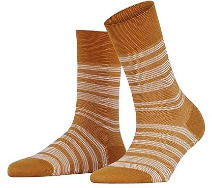 FALKE Damen Socken Sensitive Sunset Stripe Nachhaltiges Lyocell mit Komfortbund 1 Paar, Orange (Ochre 1237), 35-38