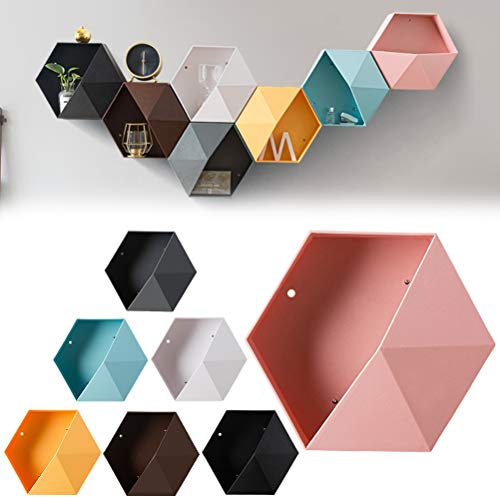 HEITIGN Regal Wand Wand 27 * 23 * 7 Sechseckiges Wandregal Geometrisches Sechseckiges Aufbewahrungsregal Einfaches Geometrisches Wand-Schweberegal (Weiss)