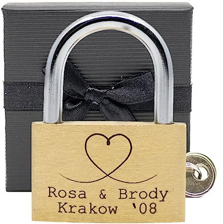 Engraved Love Padlock, 23 Styles, Bold Permanent Engraving + Gift Box. 40mm. Locks of Love ♡ (Delicate Heart, 40mm)