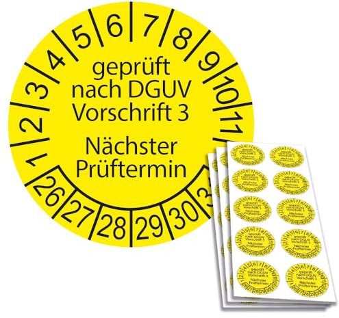 Prüfplakette DGUV Vorschrift 3 - Nächster Prüftermin, 30 mm Durchmesser in Jahresfarbe (200 Stück, 2026)