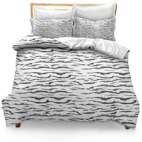 Ymaotrade Horienteeon Modernes Bettwäsche-Set, schwarz-weiß, Tiervenenmuster, bedruckte Bettwäschesets, weiche Mikrofaser, für alle Jahreszeiten, 3-teilig (Queen-Size)