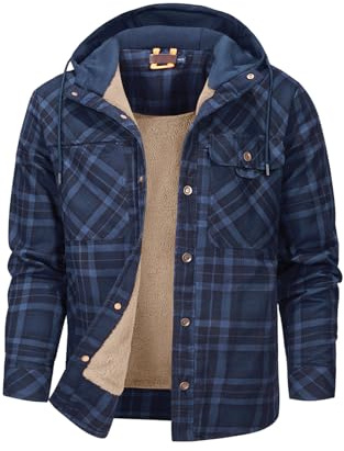 Mr.Stream Homme Casual Manches Longues à Carreaux Flanelle Bouton fourrée Chaud Chemise Sherp Veste