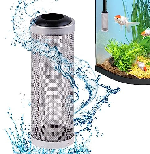 Ziurmut Steel Shrimp Filter, Filter Guard Net Filter Guard Stainless Steel Fish Tank Intake Strainer Filter Intake Strainer Stainless Steel Fish Tank Filter Inlet Net Basket