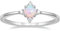 Titaniumcentral Vorsteckring Damen Schmal 14K Vergoldet Opal Ring Zirkonia Zierlich Verlobungsringe Eheringe Versprechen Ringe (Silber,62 (19.7))