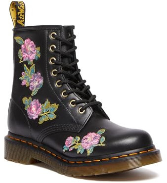 Dr. Martens Bottes 1460 Vonda II brodées à 8 œillets pour femme, Noir, 6 US