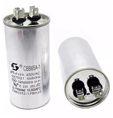 Recogwood CBB65 65uF 450V AC Run Capacitor Round, Fan Start Capacitor Aluminum Case with Terminal, Motor Starting Capacitor for Air Conditioner Compressor Motor Heat Pump Condenser