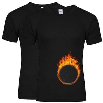 VEARZ Mens Short Sleeve Thermal Underwear T-Shirt – Adults Warm Crew Neck Winter Baselayer Vest Tee Top Size UK SS-Black, M, Pack 2