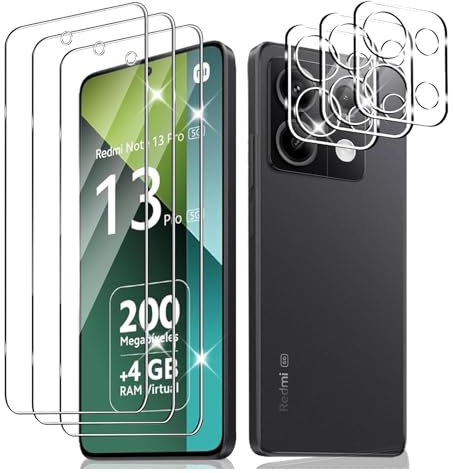 Wayneer Schutzfolie für Xiaomi Redmi Note 13 Pro 5G für Panzerglas, 3 Stück Panzer Schutz Glas + 3 Stück Kamera Folie, Anti-Kratzen Folie 9H Härte HD Schutzglas Displayfolie