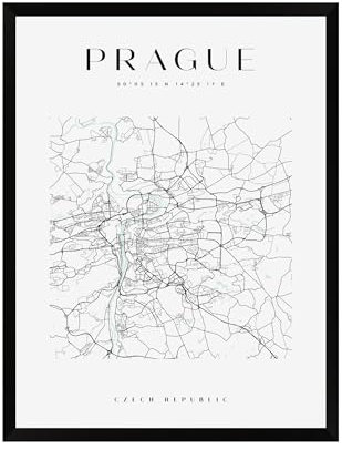 GP TONER Bilder Prag Poster Geometrische Stil Wanddekoration Moderne Wandkunst Poster Design 30x40 cm schwarzer Rahmen