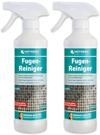 HOTREGA Fugenreiniger 2x 500 ml | Bad & Dusche | Entfernt Fett, Seife & | Säurefreie Tiefenreinigung für Wand- + Bodenfliesen | Farbauffrischung | 1000 ml Konzentrat reicht bis zu 20 m² Fläche