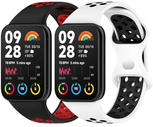BDIG 2 Pièces Bracelet Compatible avec Xiaomi Redmi Watch 5/Xiaomi Mi Band 8 Pro/Xiaomi Redmi Watch 4, Bracelets de Sport en Silicone Doux Bicolore pour Xiaomi Mi Band 9 Pro/Redmi Watch 4.
