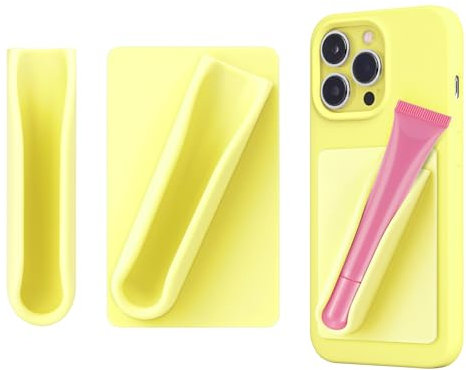 NBOOCUP 2 Pack Silikon Lippenbalsam Halter, Chapstick Halter für Handy & Autozubehör, Stick On Rhode Handyhülle Kompatibel mit iPhone und Android Phone, Lipgloss Handyhülle (Gelb)