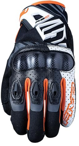 Five Motorradhandschuhe für die Stadt, Hochleistung, RS-C, Karbon-Schutzschale, 1KP, Weiß und Orange, L