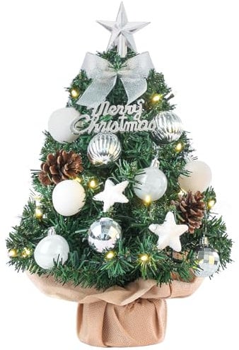 Mini Weihnachtsbaum Kleiner Weihnachtsbaum mit Beleuchtung LED Tisch Weihnachtsbaum klein künstlich geschmückt für Weihnachten Deko 60cm