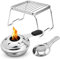 SDwfxd 1 quemador de fondue de acero inoxidable, 1 rejilla plegable portátil, mini quemador de alcohol, quemador de alcohol para exteriores, camping, pícnic, cocina