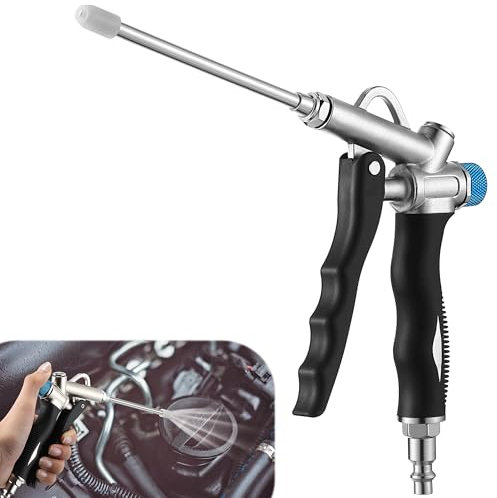 Dunkive 2 Way Adjustable Air Blow Gun, High Flow Extension Nozzle, 150 PSI Car Detailing Air Blower Gun, 1/4 inch NPT Air Inlet Air Compressor Gun Blows Dirt and Dust from Surface