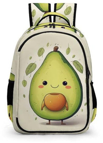 TPISLI Ranzen Mädchen 5 Klasseranzen Niedliche Avocado Rucksack Für Kinder Von 10 Bis 11 Jahren Frucht Avocado Schulrucksack Leichter Reise Outdoor Freizeit